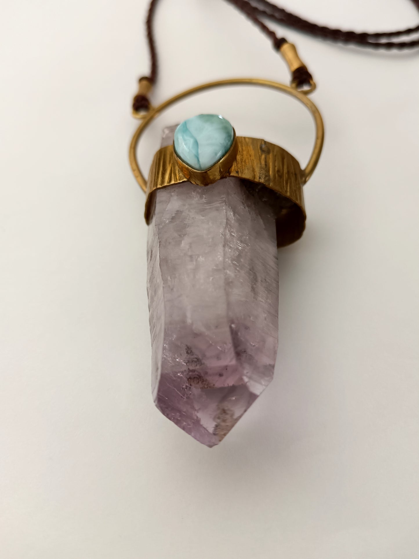 Columbian Amethyst and Larimar Pendant