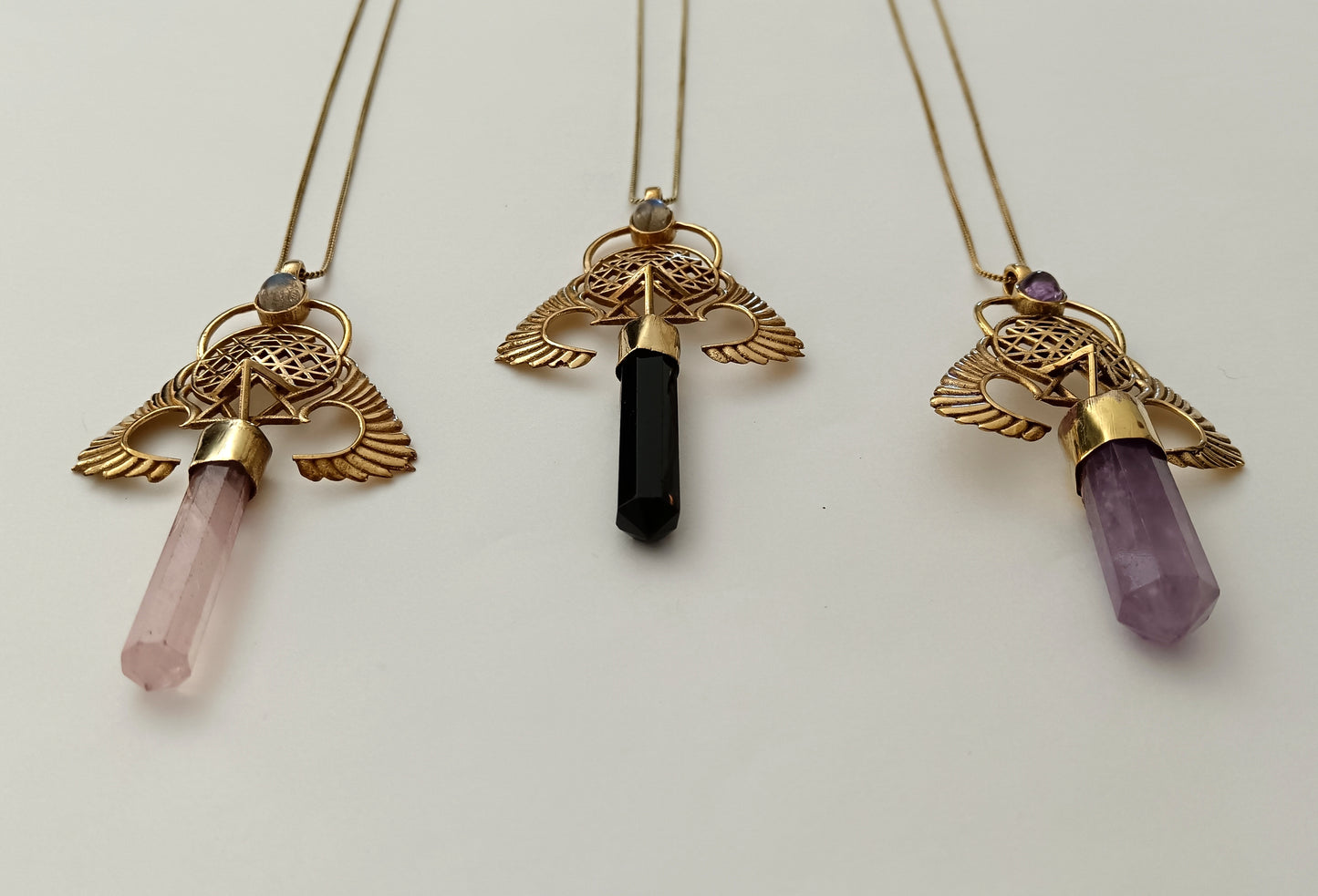 Winged Sri Yantra Necklace - Black Onyx