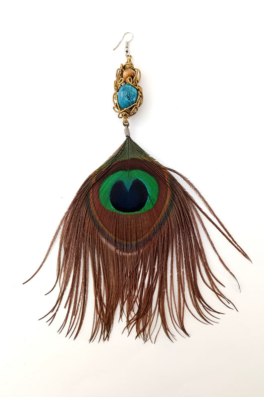 Chrysocolla and Tigers Eye Singlet Peacock Earing