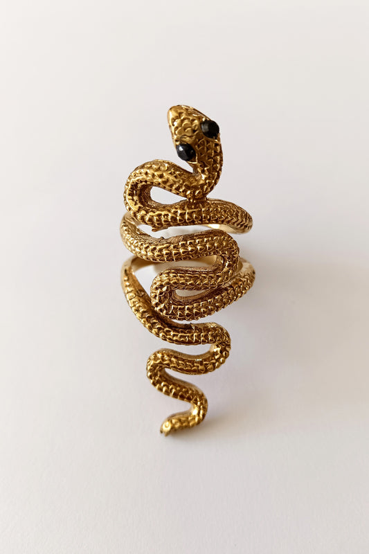 Kundalini Serpent Ring - Black Onyx Eyes