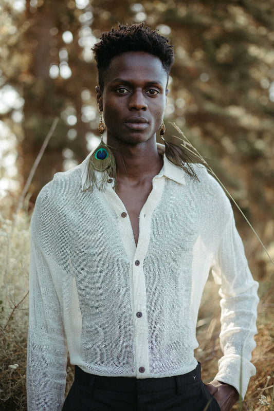 Peacock Feather earrings with Rose Quartz