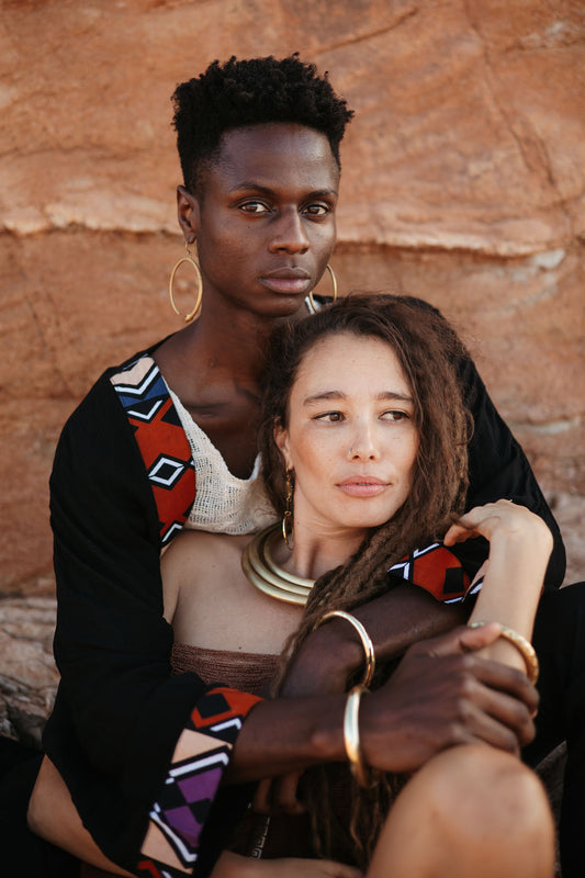 Afreaka Kimono - Black with African trim