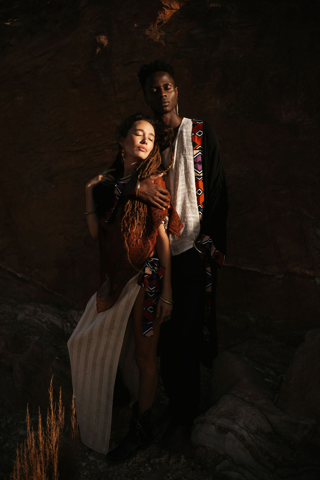 Namib Skirt - Ivory Gold with Tribal African Tie