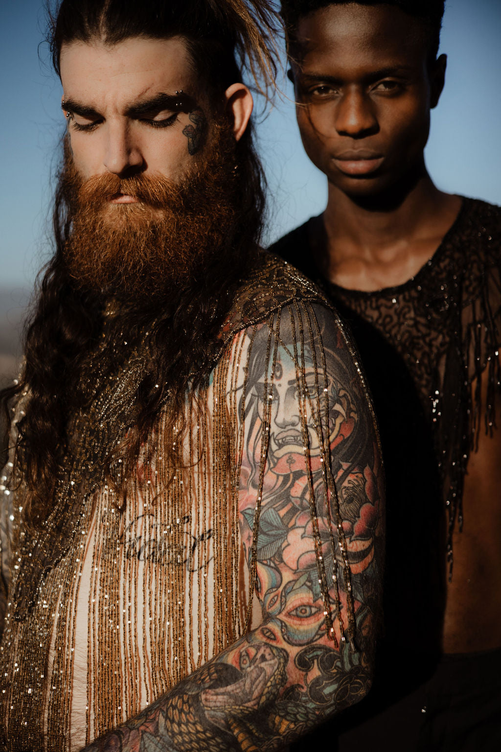 Calypso Hande Beaded shawl Top - Black