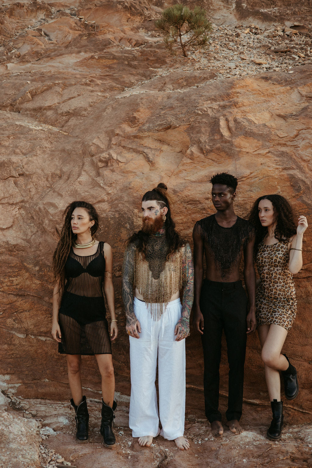 Clifton Dress - Black Stripe Mesh