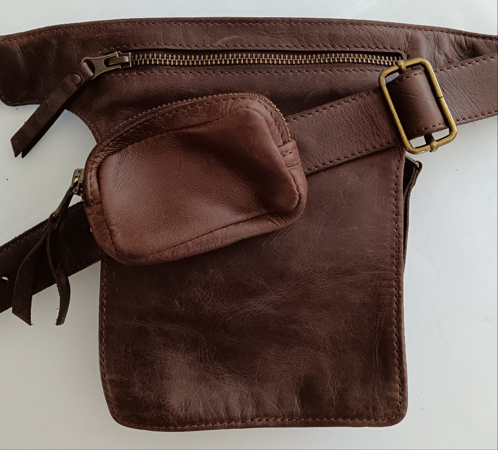 Kamala Leather Pocket Belt - Isis and Tigers eye Scarab