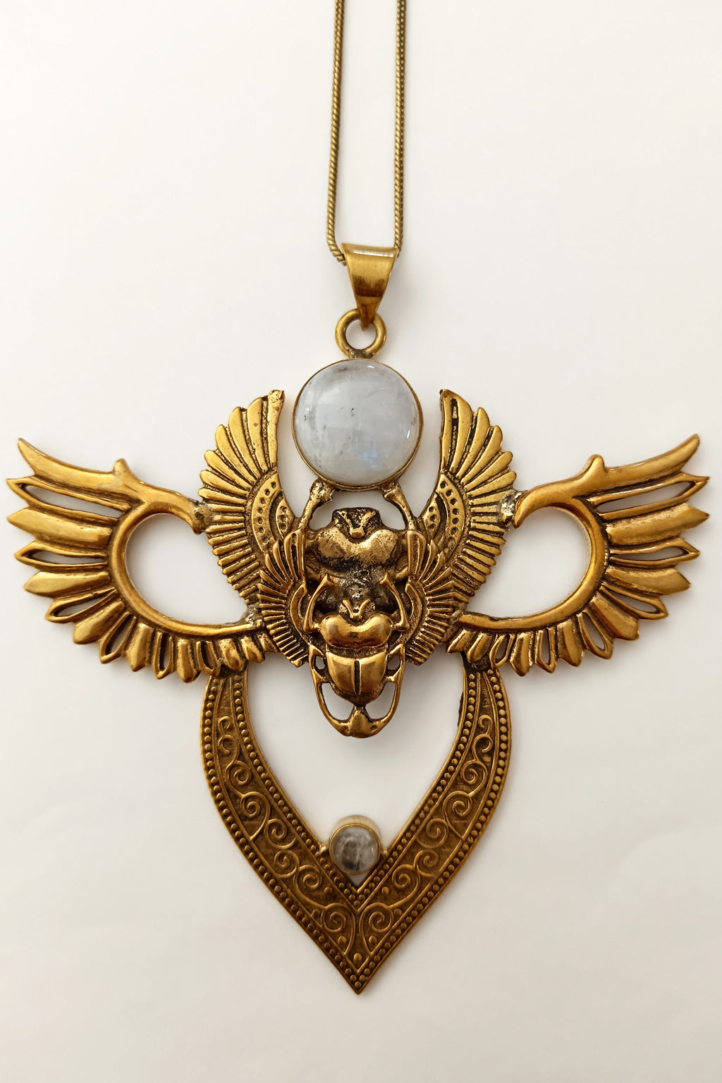 Double Winged Scarab - Moonstone