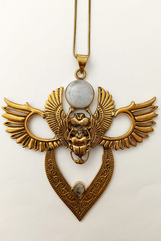 Double Winged Scarab - Moonstone