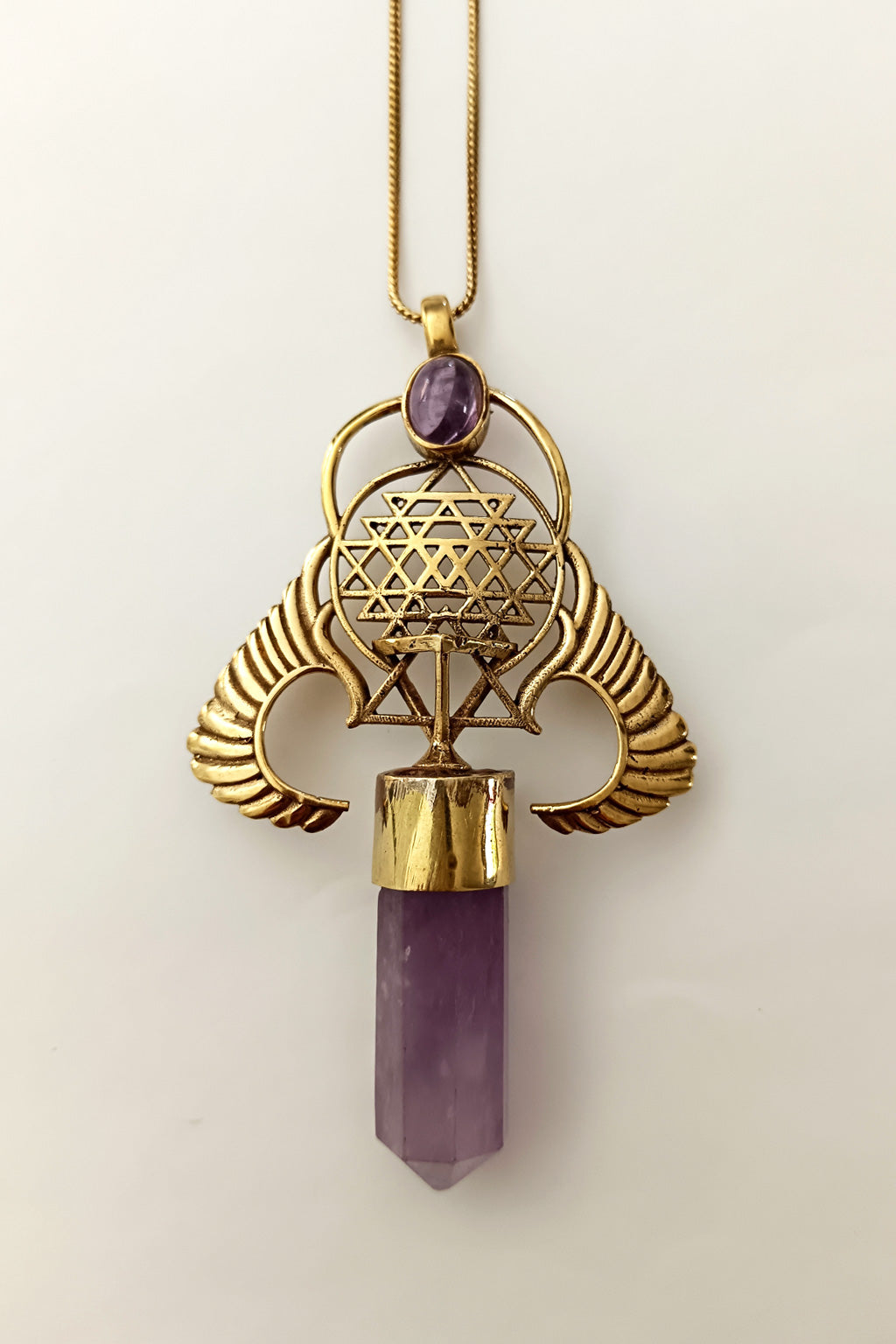 Winged Sri Yantra Necklace - Amethyst
