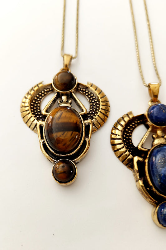 Sacred Scarab Pendant - Tigers Eye