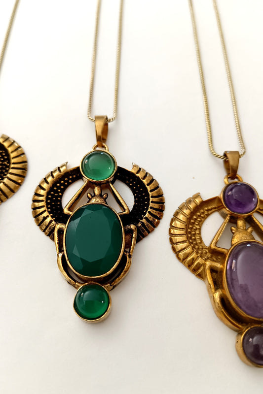 Sacred Scarab Pendant - Serpentine