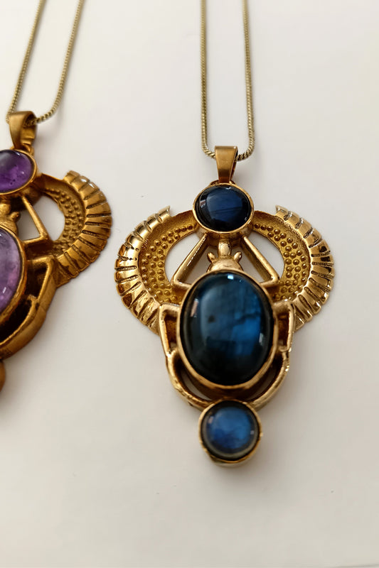 Sacred Scarab Pendant - Labradorite