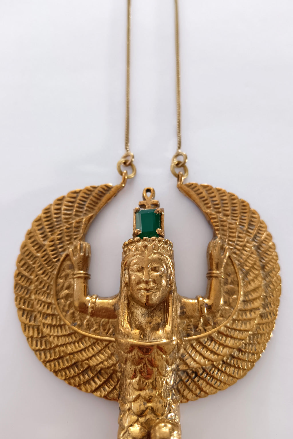 Isis Pendant with Faceted Stone - Green Jasper