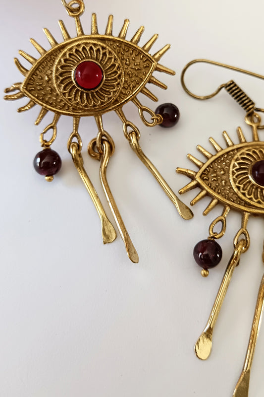 Hydra Earrings - Garnet