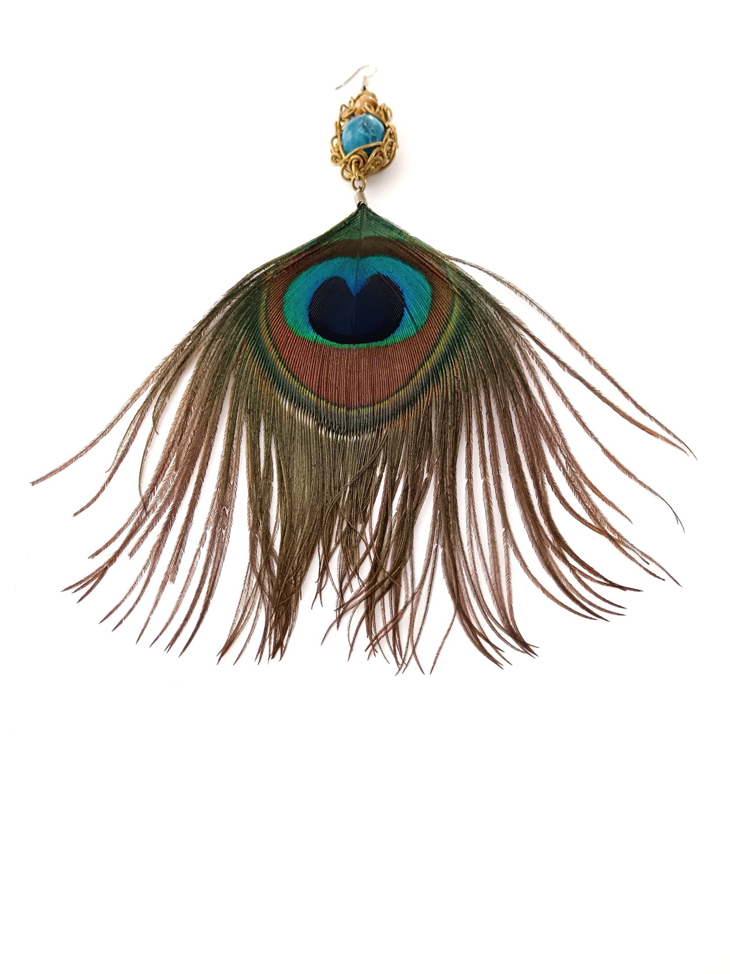 Chrysocolla and Tigers Eye Singlet Peacock Earing
