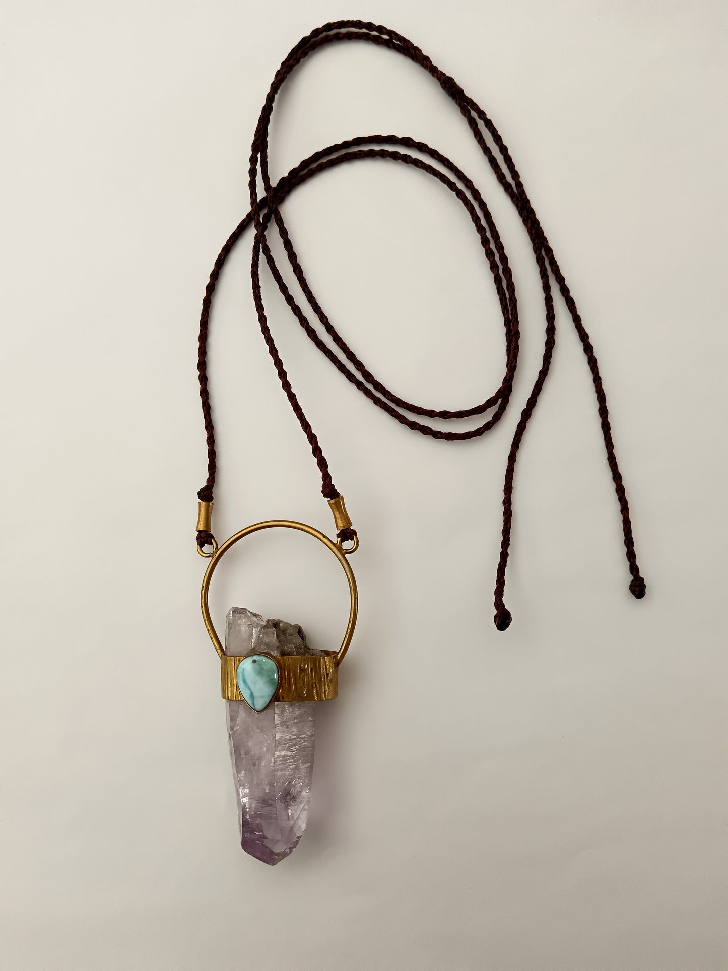 Columbian Amethyst and Larimar Pendant