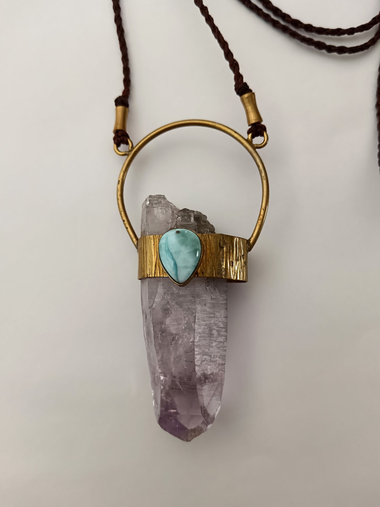 Columbian Amethyst and Larimar Pendant