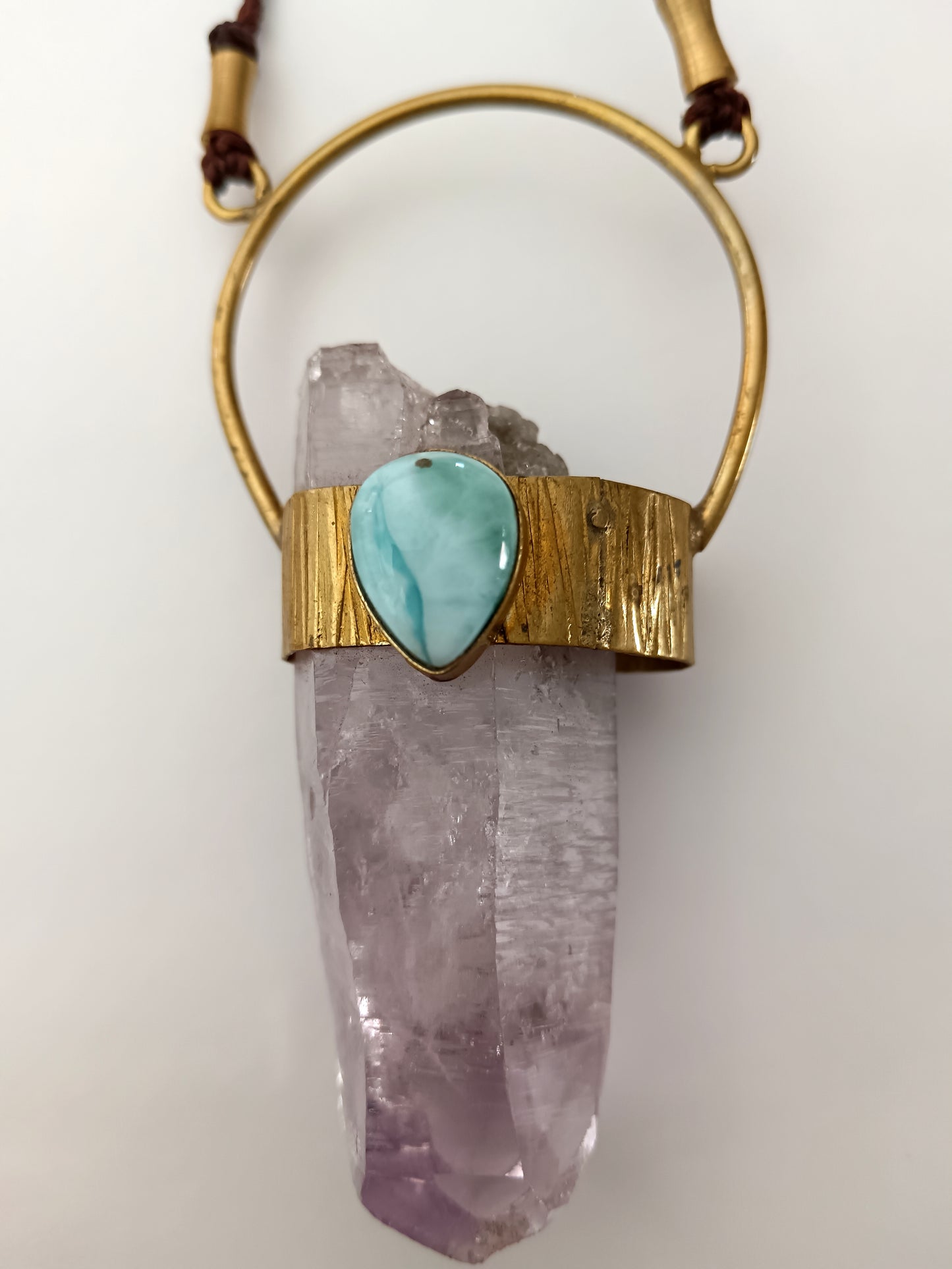 Columbian Amethyst and Larimar Pendant