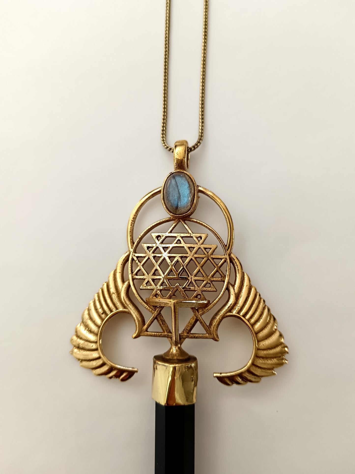 Winged Sri Yantra Necklace - Black Onyx