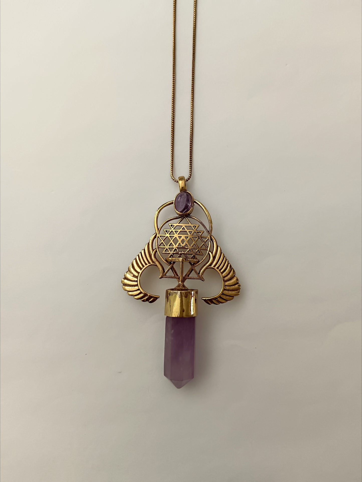 Winged Sri Yantra Necklace - Amethyst