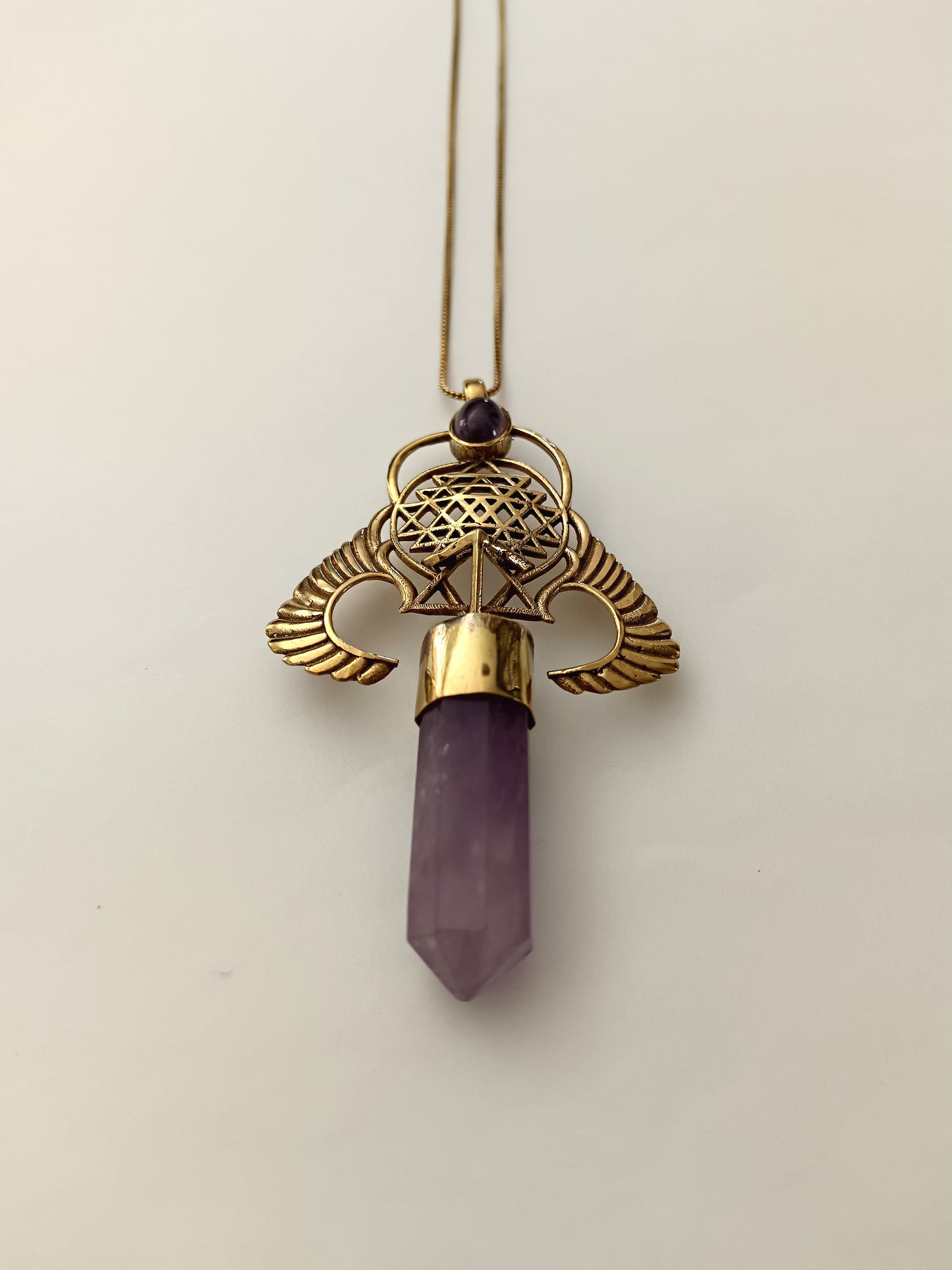 Winged Sri Yantra Necklace - Amethyst