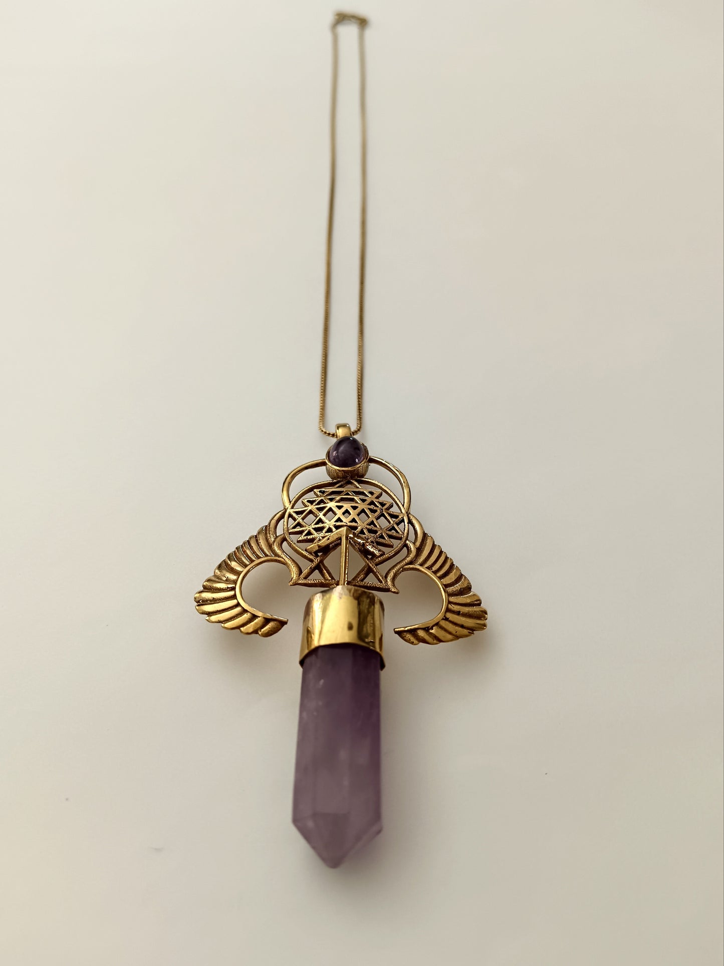 Winged Sri Yantra Necklace - Amethyst