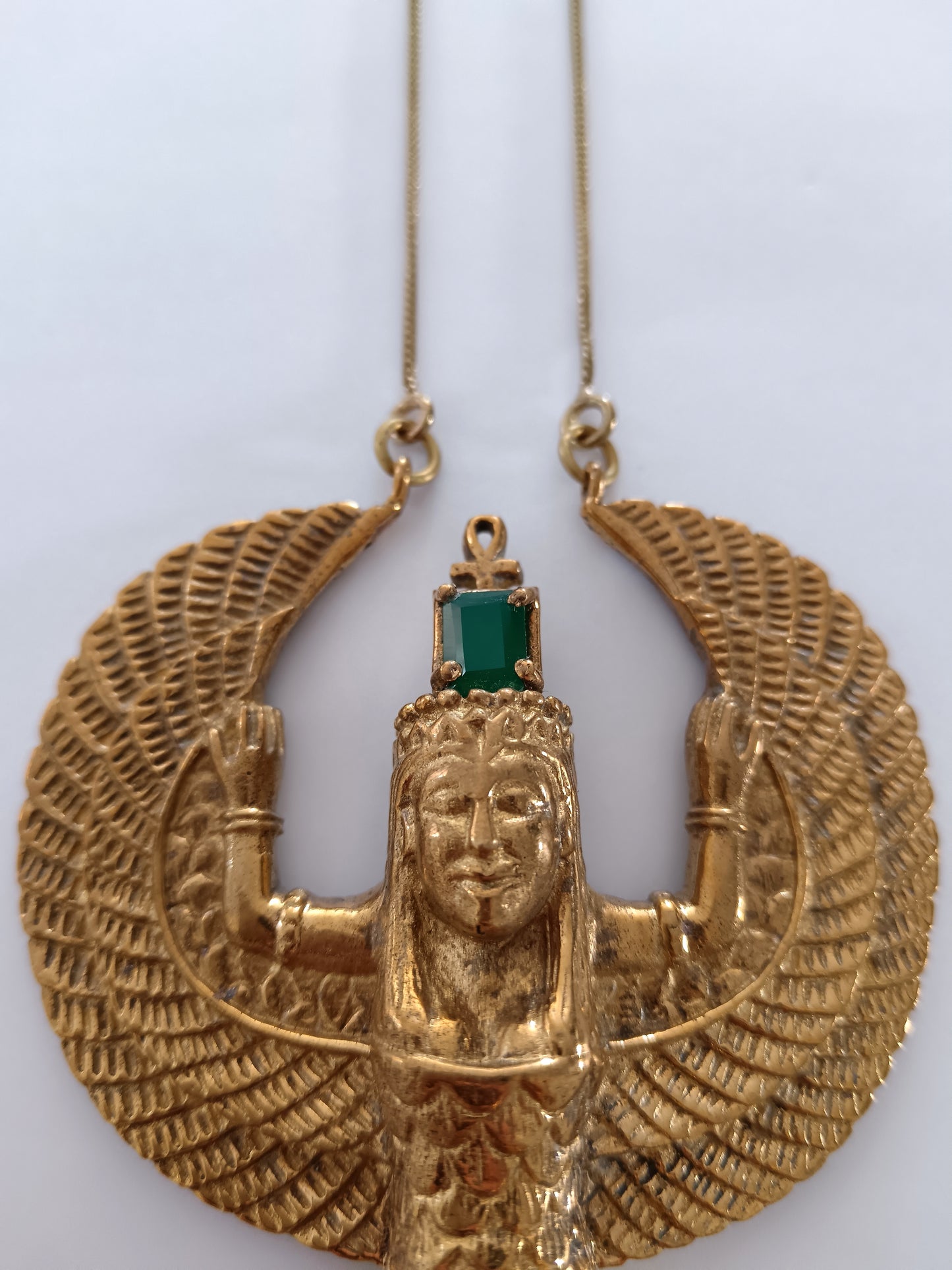 Isis Pendant with Faceted Stone - Green Jasper