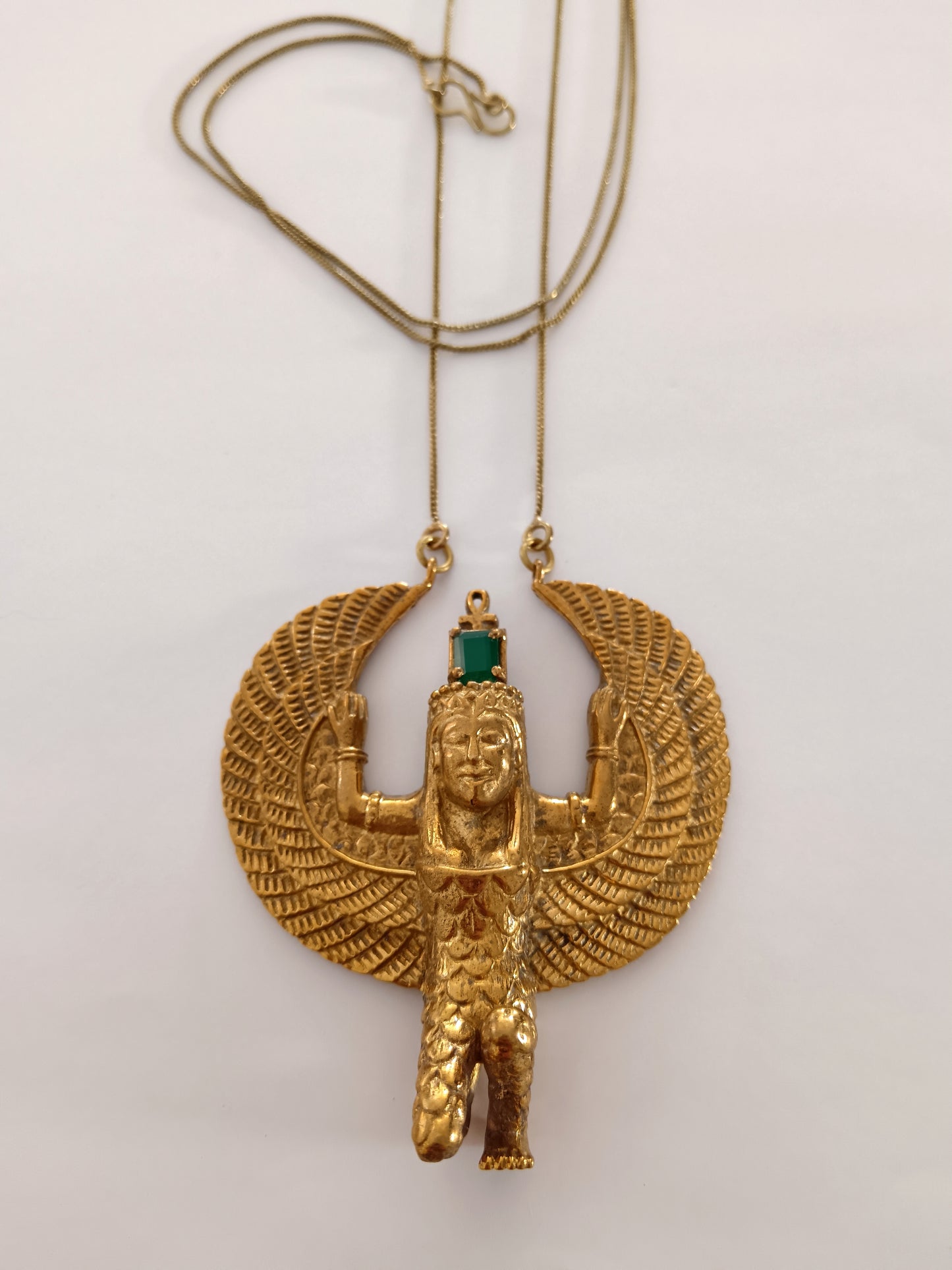 Isis Pendant with Faceted Stone - Green Jasper