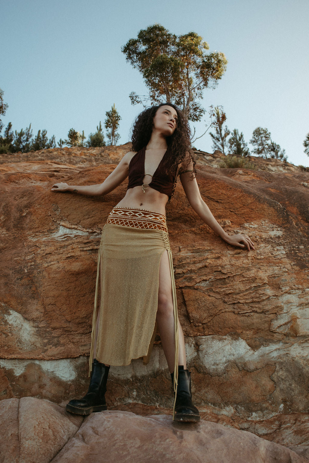 Warrior Skirt - Sand with Mustard trim